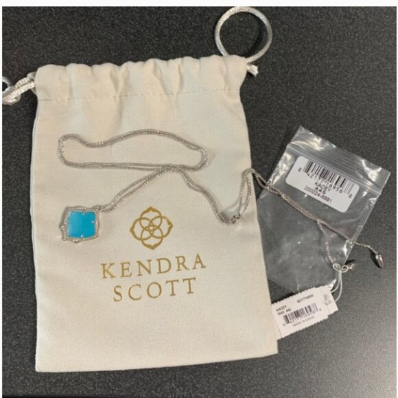Kendra Scott Kacey Aqua Chalcedony Necklace - NWT - Picture 13 of 14